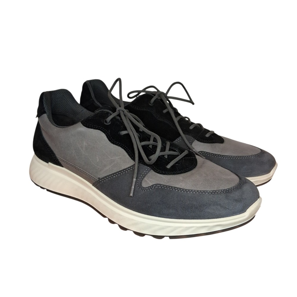 ECCO ST.1 Hybrid Sneaker Grey Black Leather Comfort Shoes ST 1 Men's Size 12